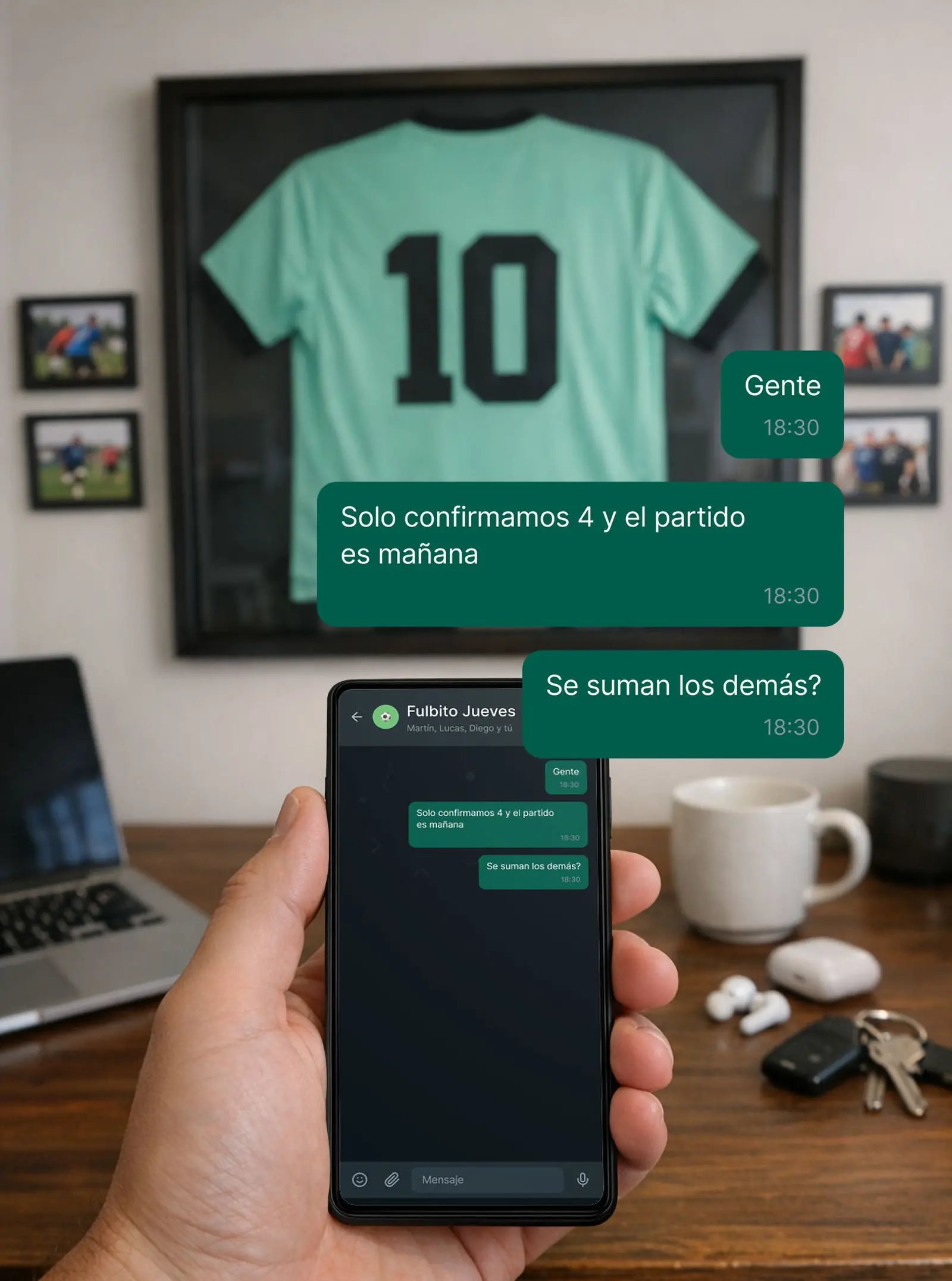 Chat confirmando partido