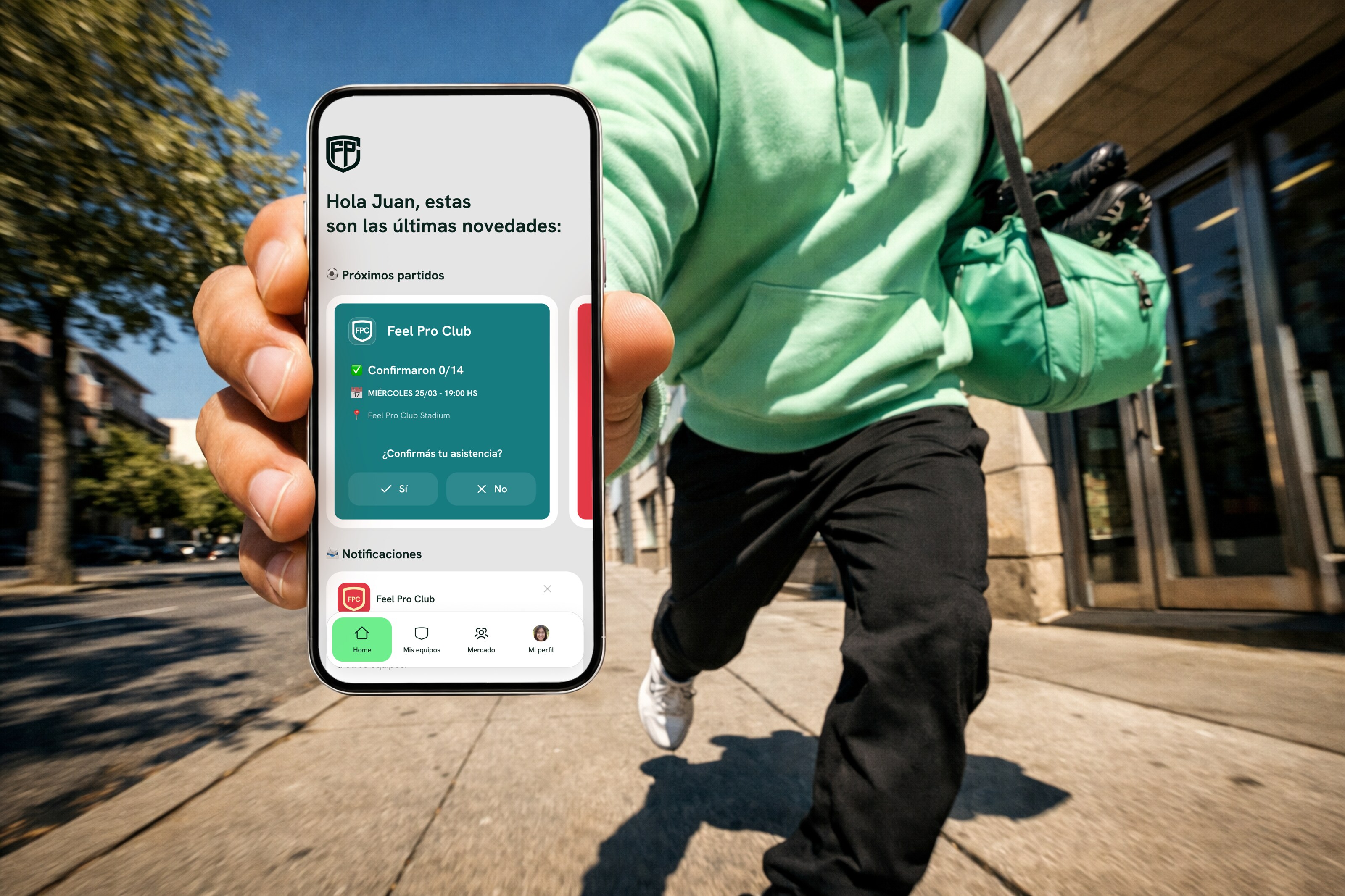 Jugador libre con la app Feel Pro Club