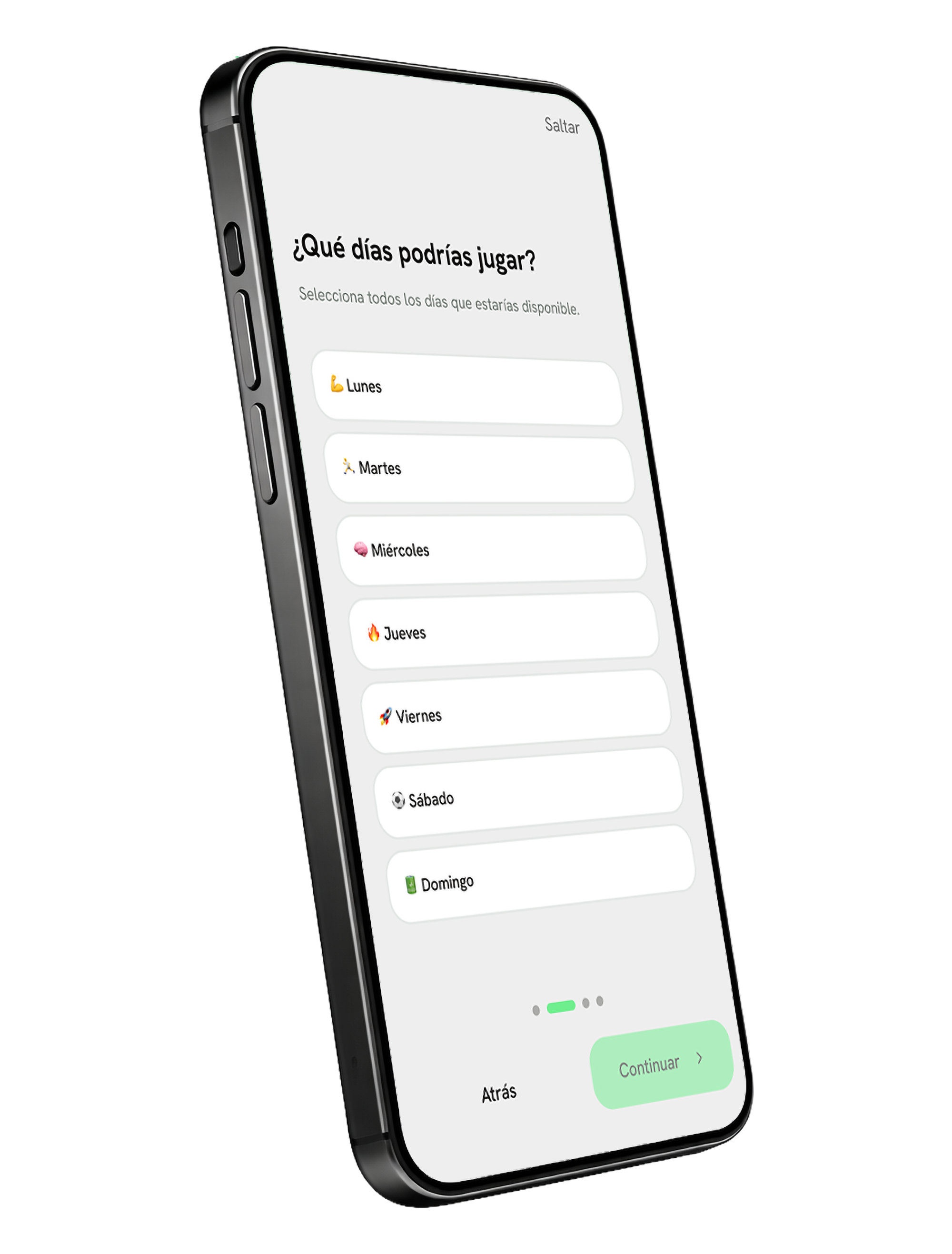 Pantalla para crear tu ficha de jugador libre